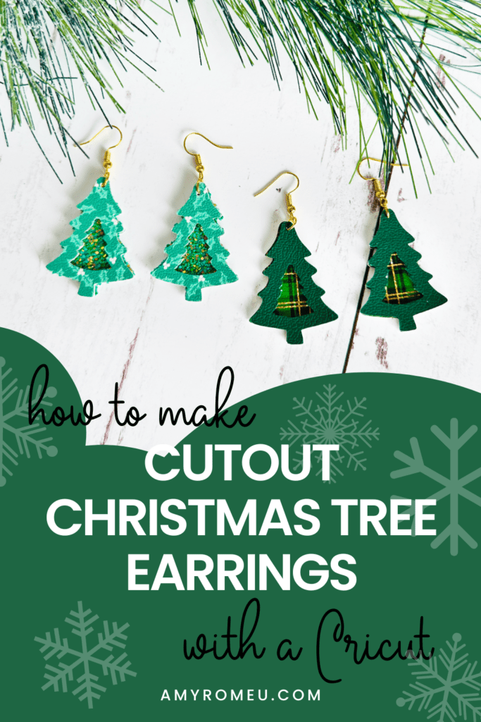 Cutout Faux Leather Christmas Tree Earrings with a Cricut