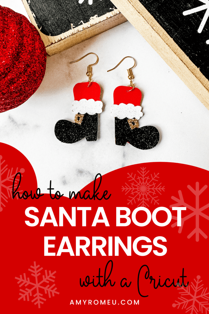 Santa Boot Earrings made with Faux Leather and a Cricut