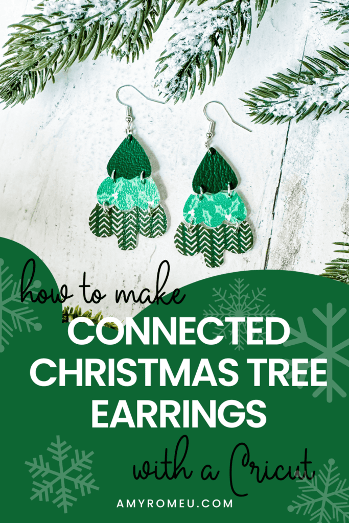 assembled faux leather connected Christmas tree earrings