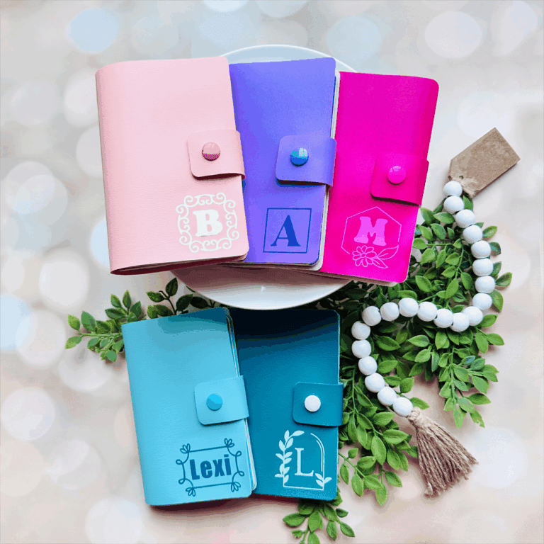 personalized faux leather notebook covers made with a Cricut