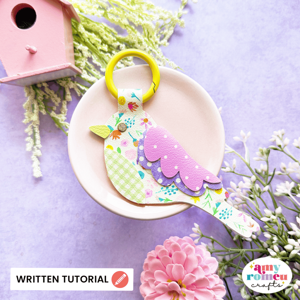 Faux Leather Bird Charm made with a Cricut