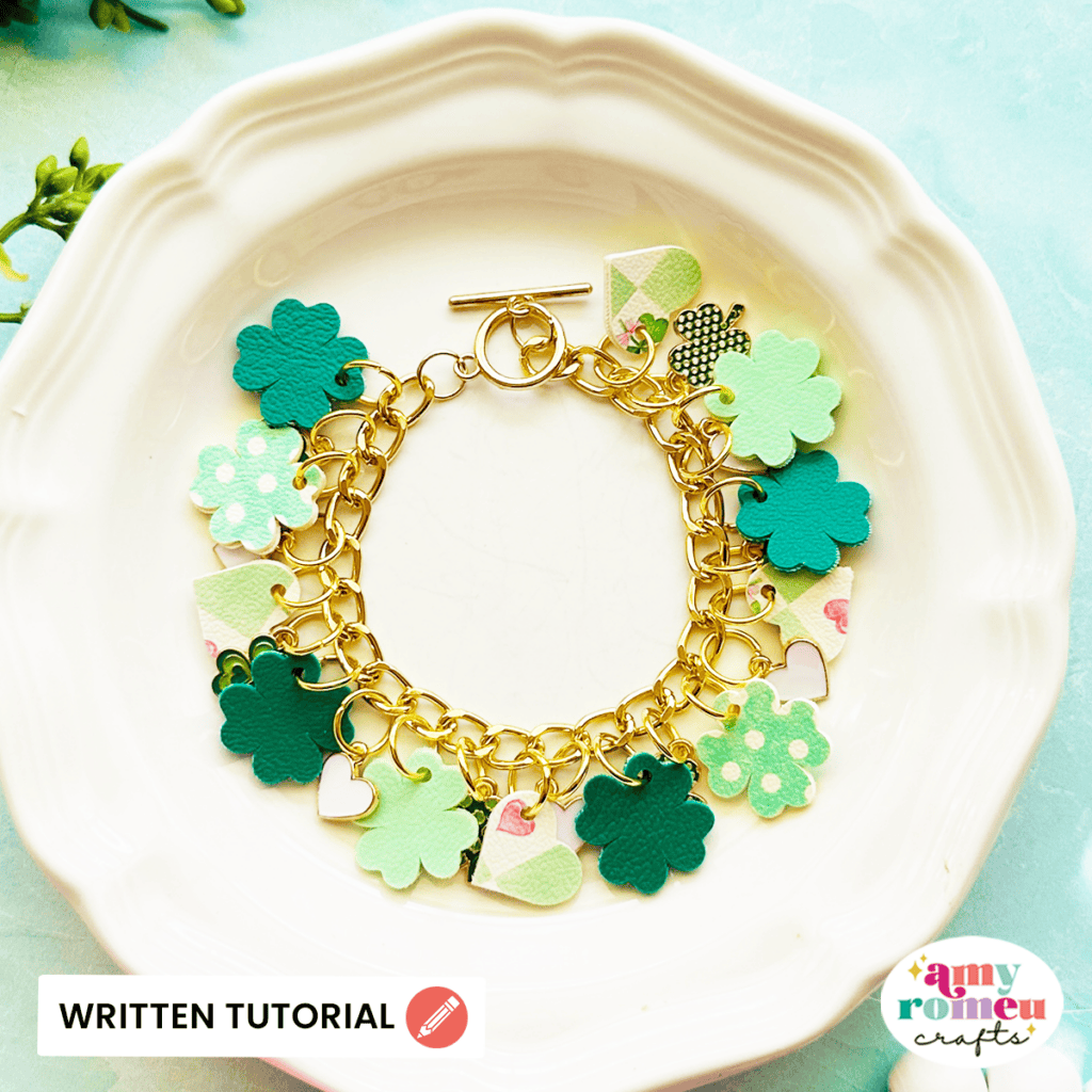 faux leather clover charm bracelet