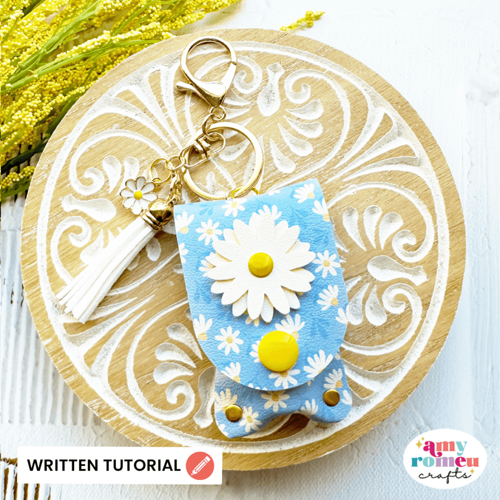 Faux Leather Daisy Lip Balm Holder made with a Cricut