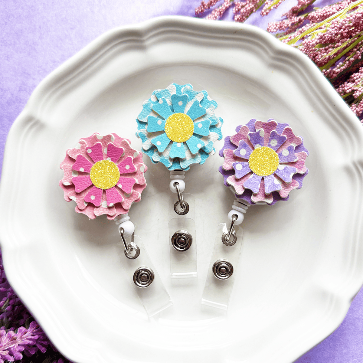 How to Make a Faux Leather Flower Badge Reel with a Cricut