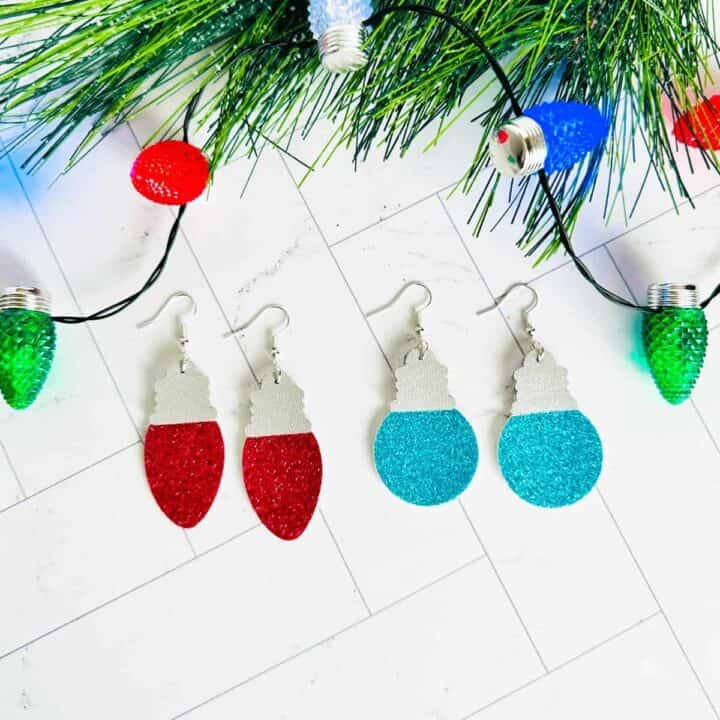 Christmas Tree Light Bulb Earrings with a Cricut