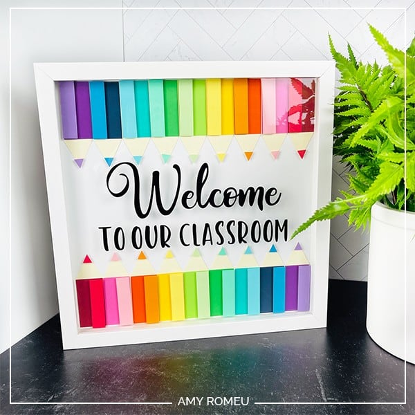 Cricut Back to School Shadowbox Sign Project by Amy Romeu