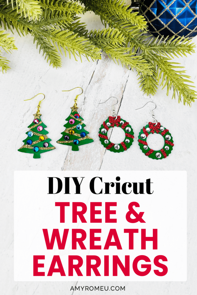 Cricut Christmas Tree Earrings & Holiday Wreath Earrings