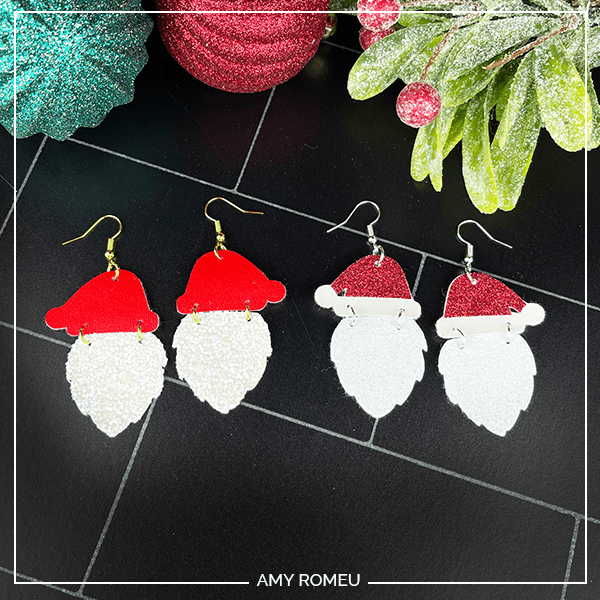 Cricut Faux Leather Santa Earrings