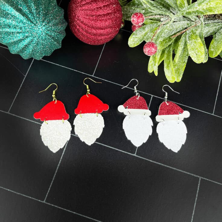 Cricut Faux Leather Santa Earrings