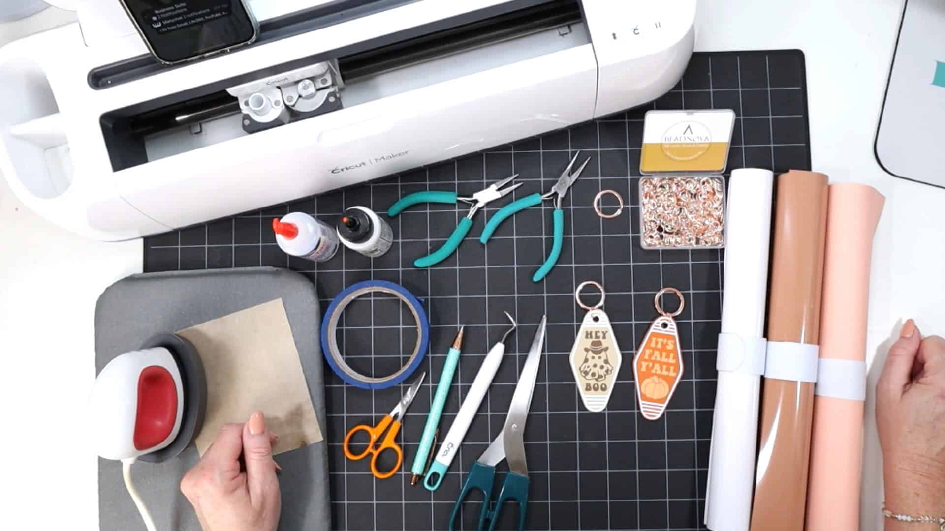 Faux Leather Fall Motel Style Keychains - Amy Romeu