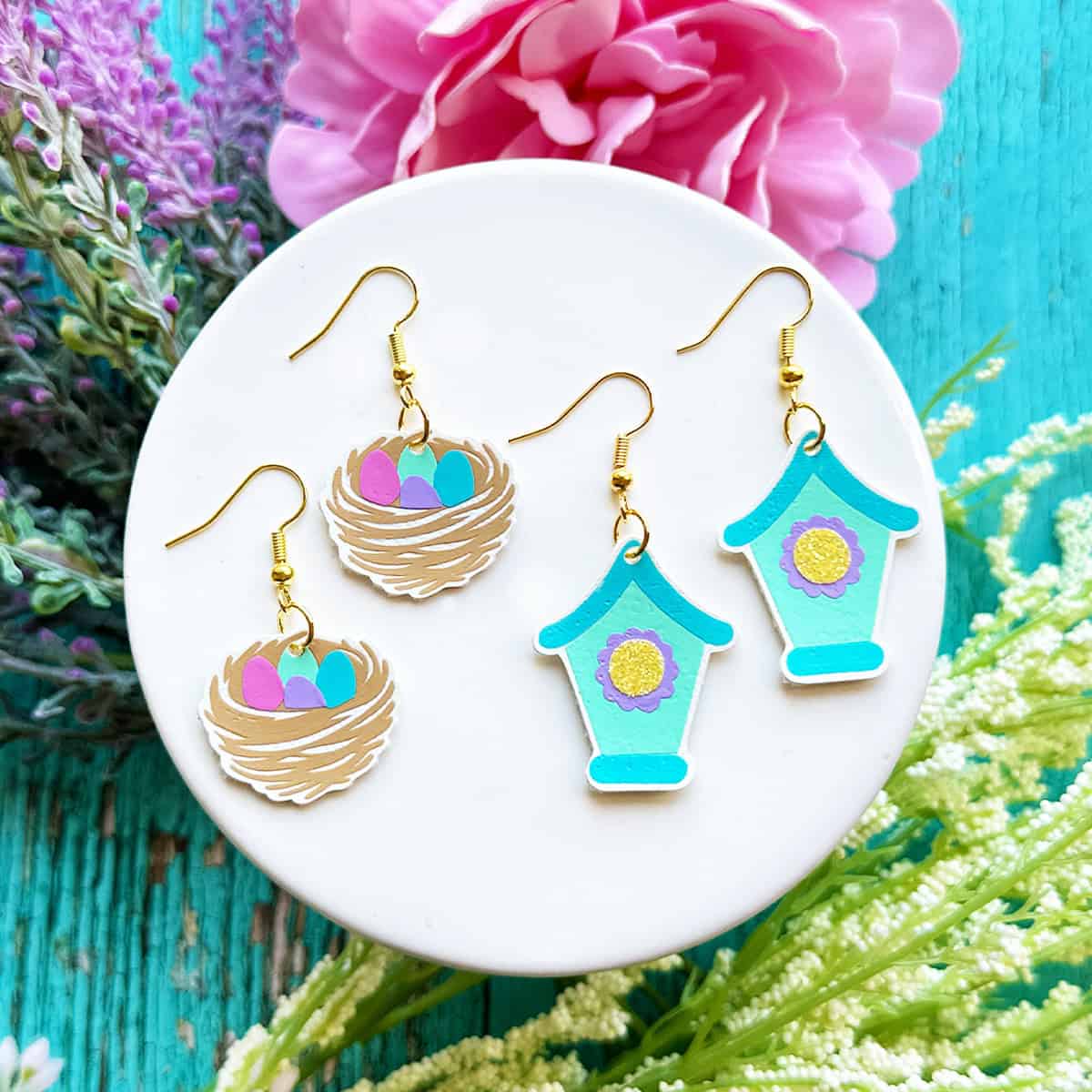 DIY Cricut Faux Leather Bird's Nest & Bird House Earrings Tutorial