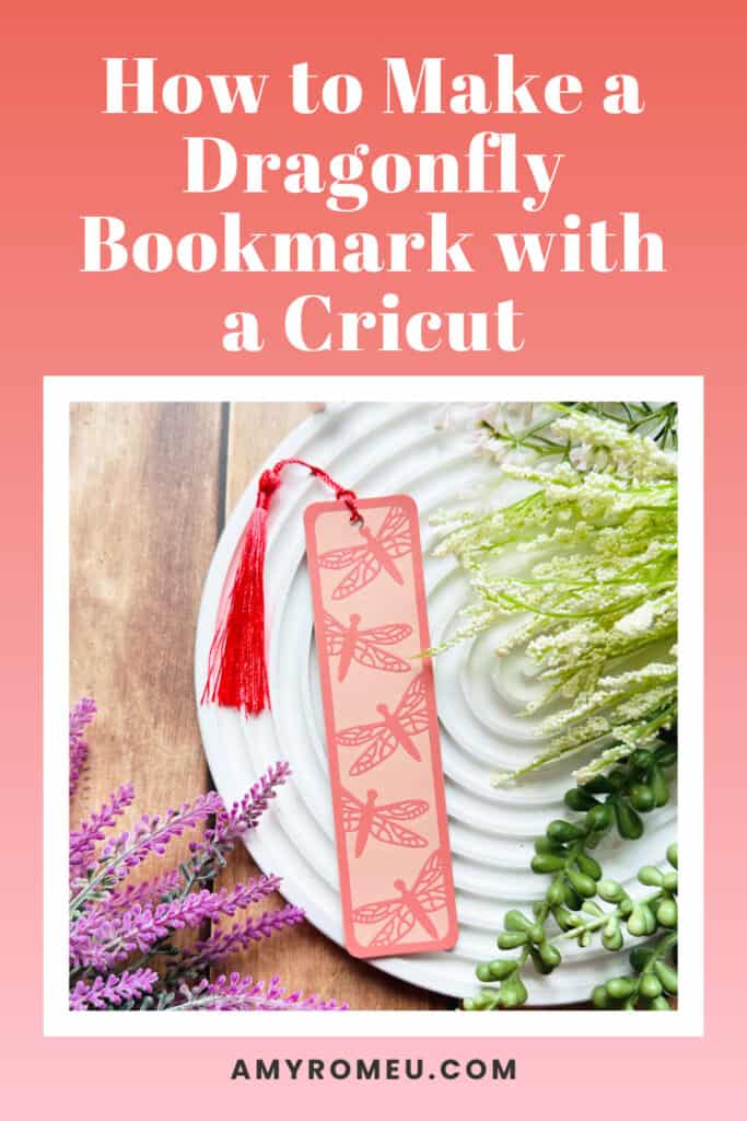 a Faux Leather Dragonfly Bookmark made with a Cricut