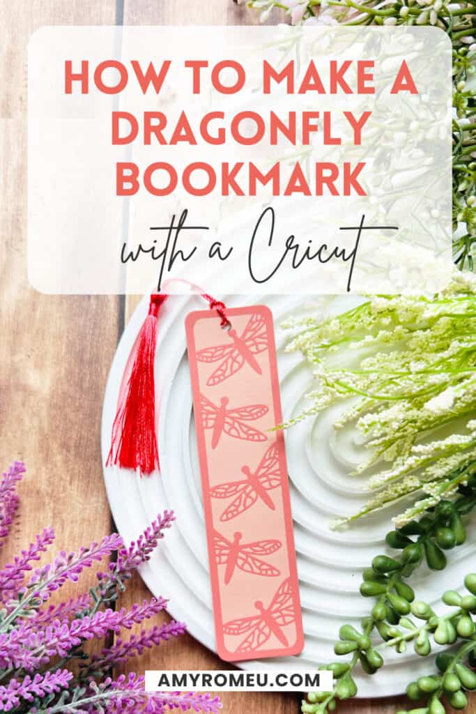 a Faux Leather Dragonfly Bookmark made with a Cricut