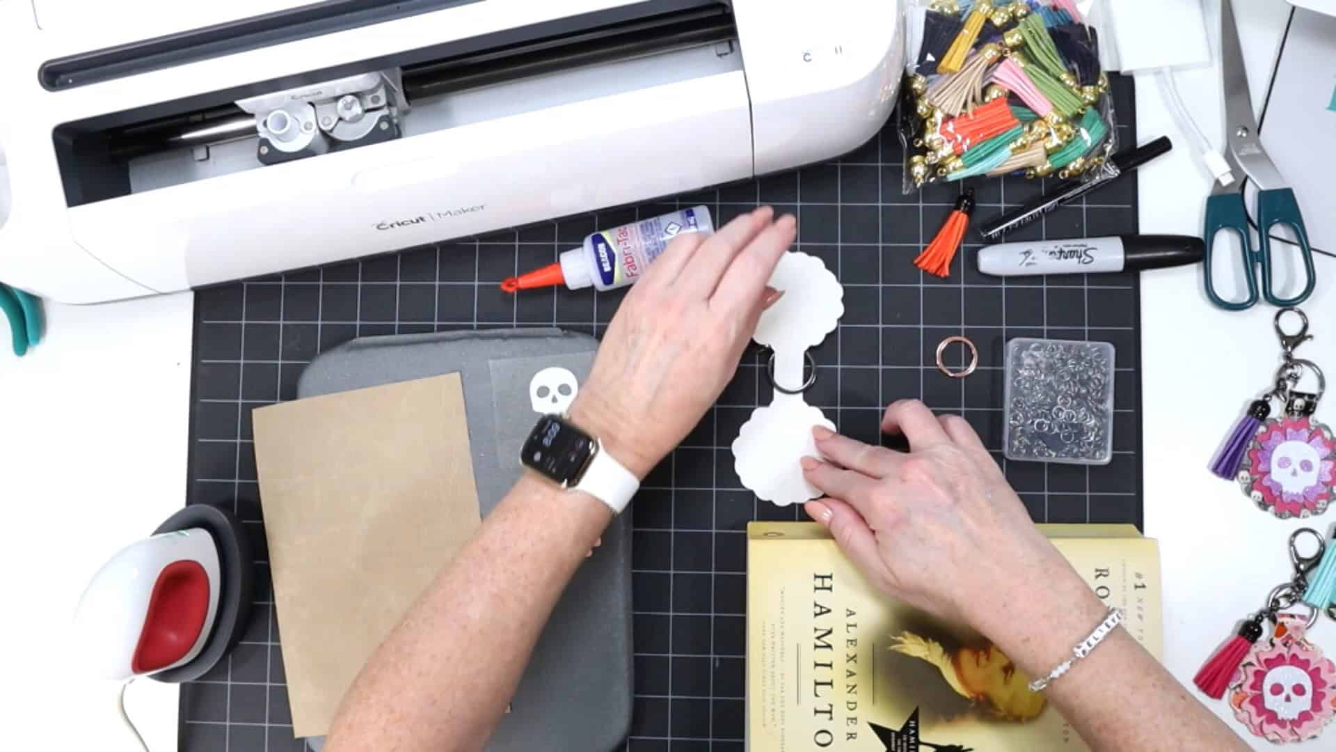 Faux Leather Skull Flower Purse Charms - Amy Romeu