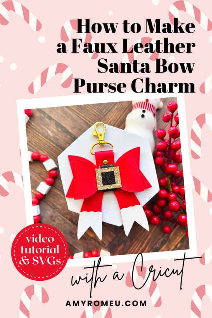 faux leather Santa bow purse charm made with a Cricut by Amy Romeu