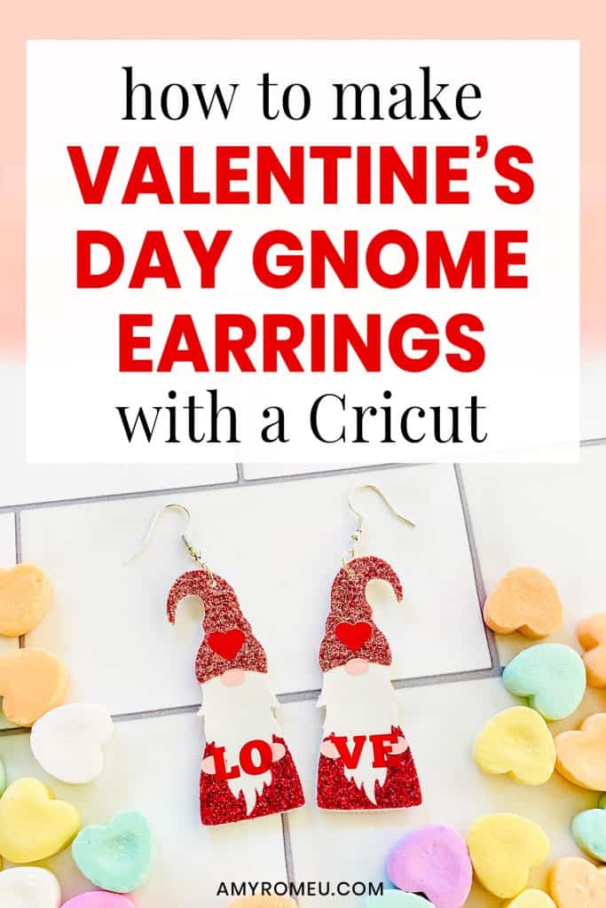 DIY Cricut Faux Leather Valentine's Day Gnome Earrings