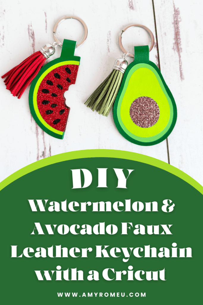 Watermelon and Avocado Faux Leather Keychains made with a Cricut