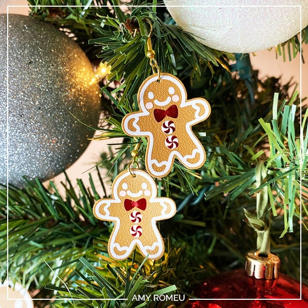 Faux Leather Gingerbread Man Earrings