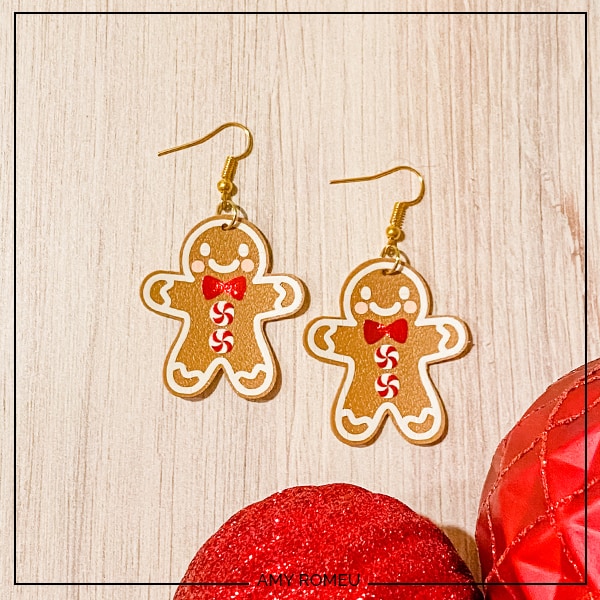 Faux Leather Cricut Gingerbread Man Earrings