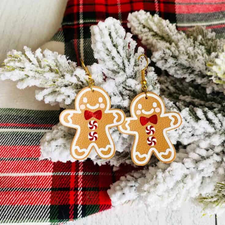 gingerbread man earrings made of faux leather