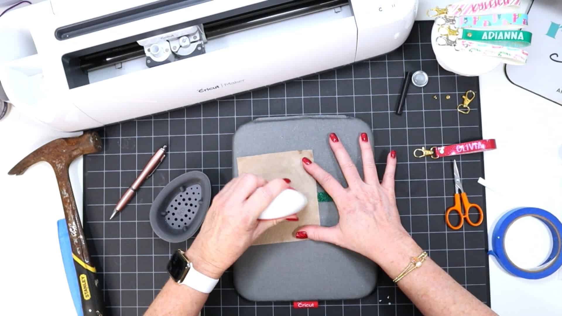 How to Make Easy Faux Leather Keychains with a Cricut - Amy Romeu