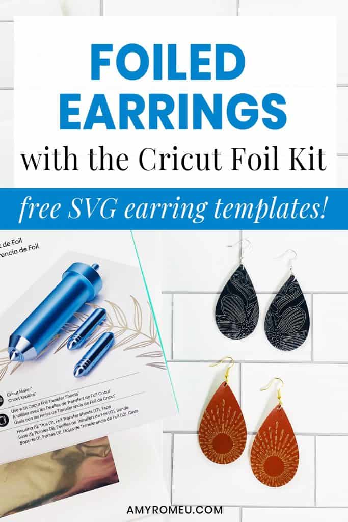 Foiled Faux Leather Teardrop Earrings with the Cricut Foil Transfer Kit