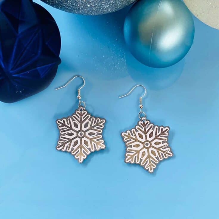 Cricut Faux Leather Snowflake Earrings