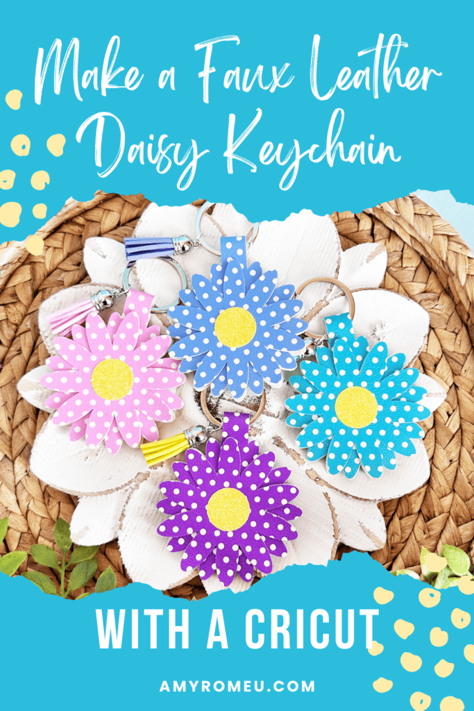 Faux Leather Daisy Keychains made with a Cricut