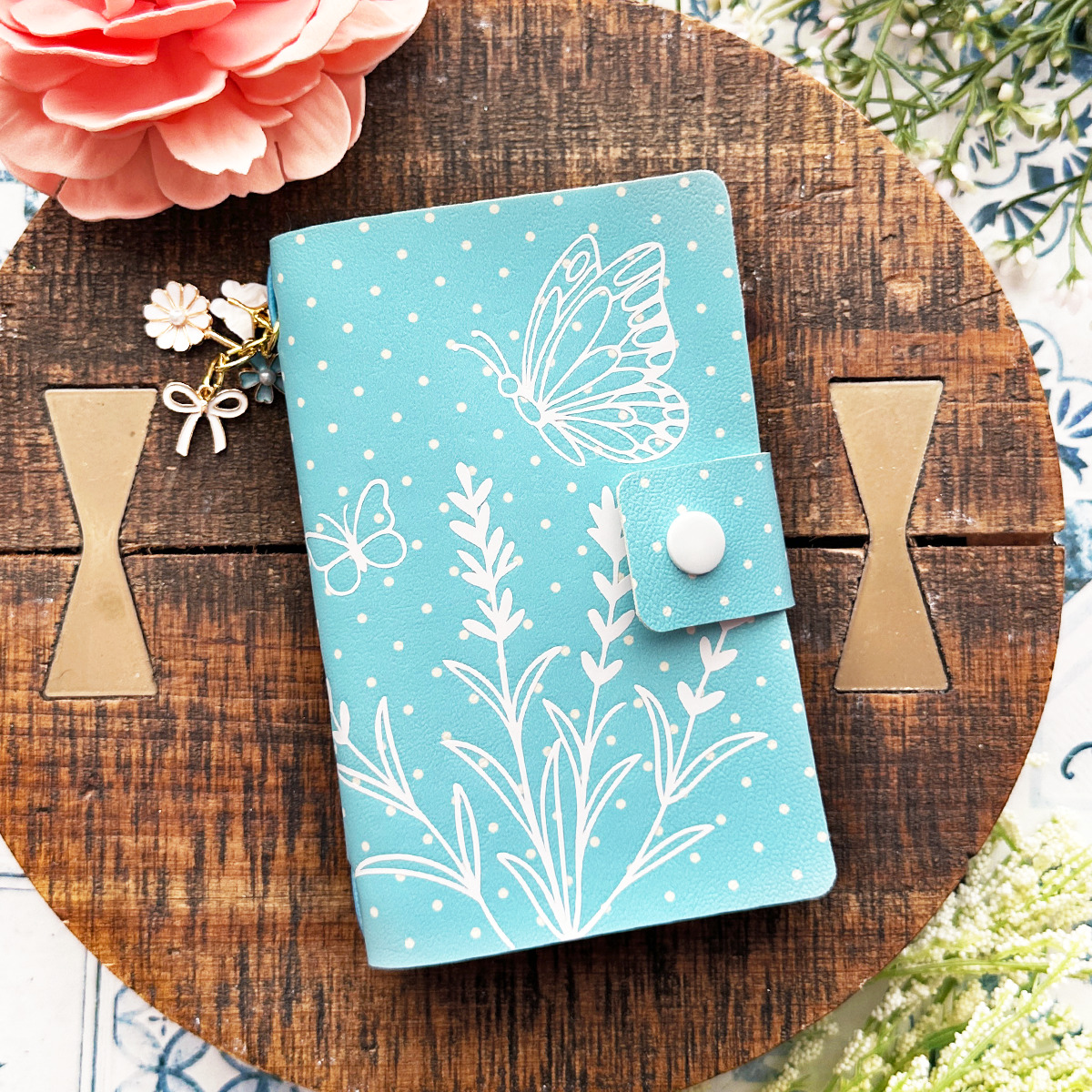 Faux Leather Spring Notebook Cover made with a Cricut