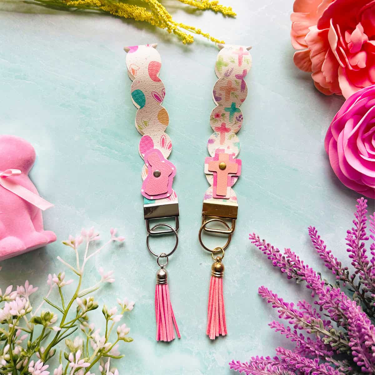 faux leather Easter wristlets