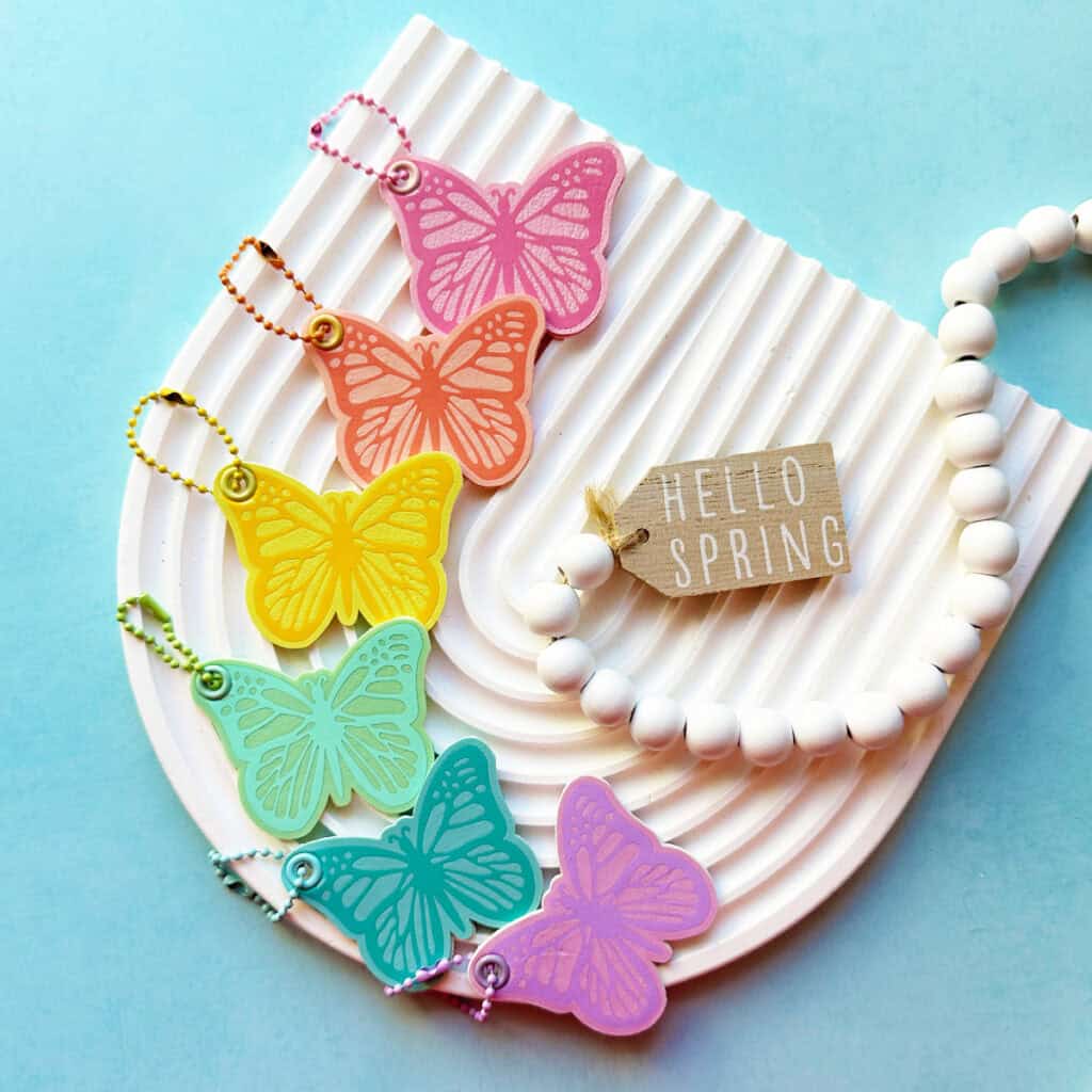 Faux Leather Butterfly Keychains made with a Cricut