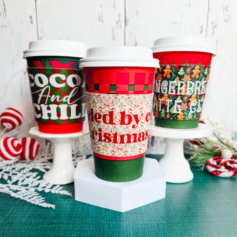 How to Make Holiday Faux Leather Coffee Cup Sleeves with a Cricut