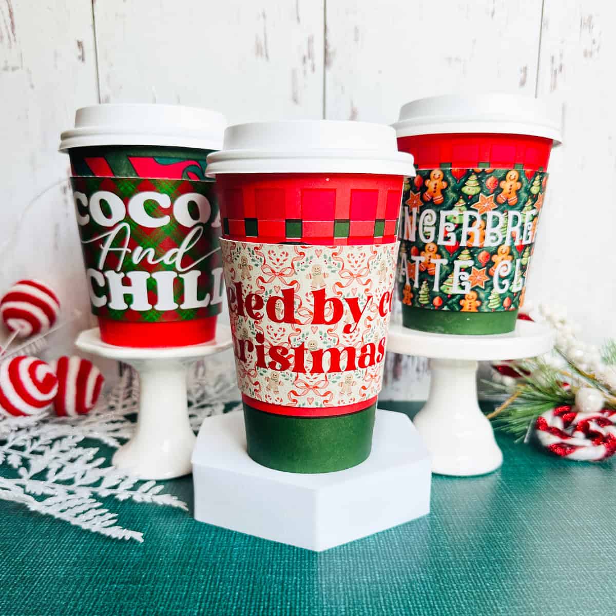 How to Make Holiday Faux Leather Coffee Cup Sleeves with a Cricut