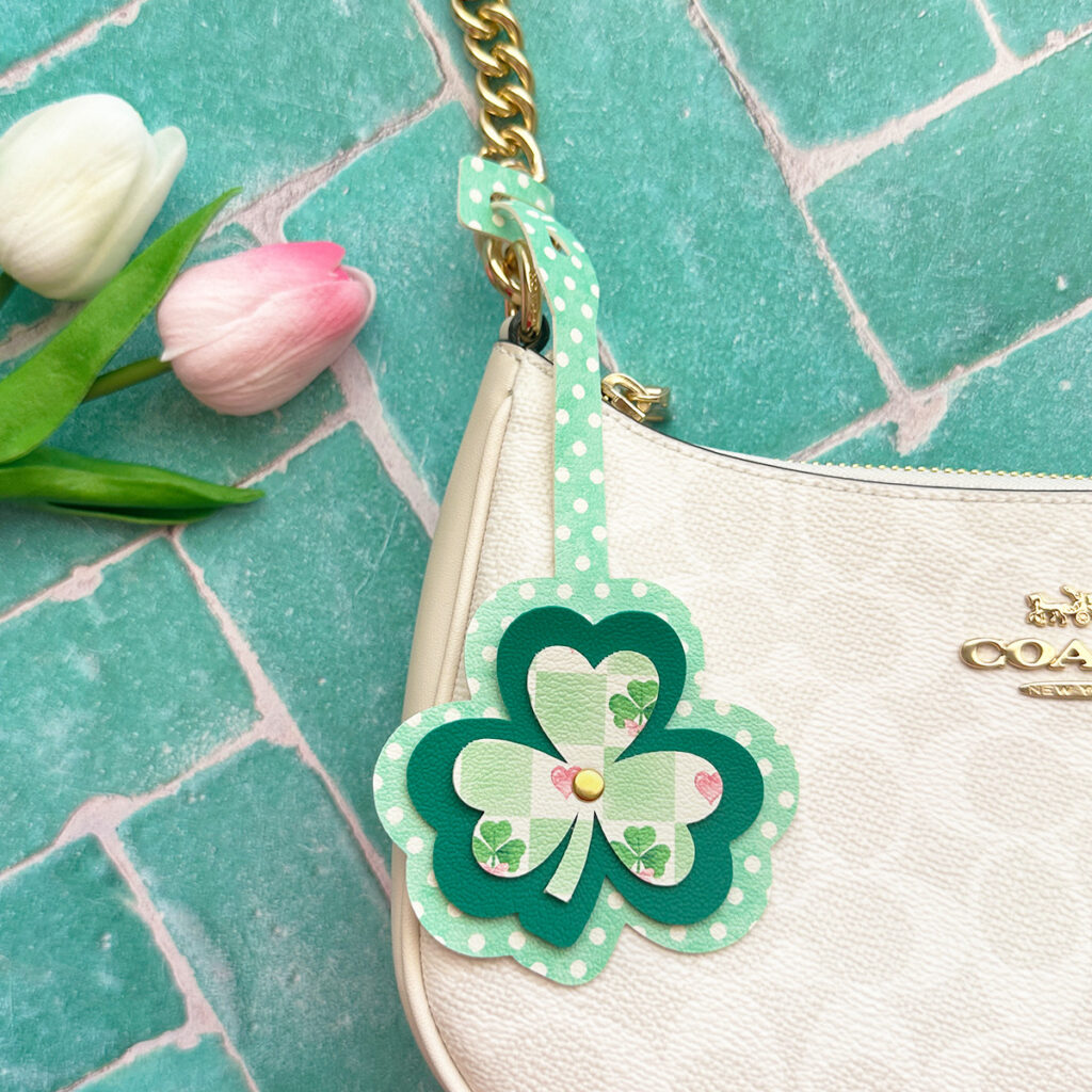faux leather shamrock purse charm made with a Cricut