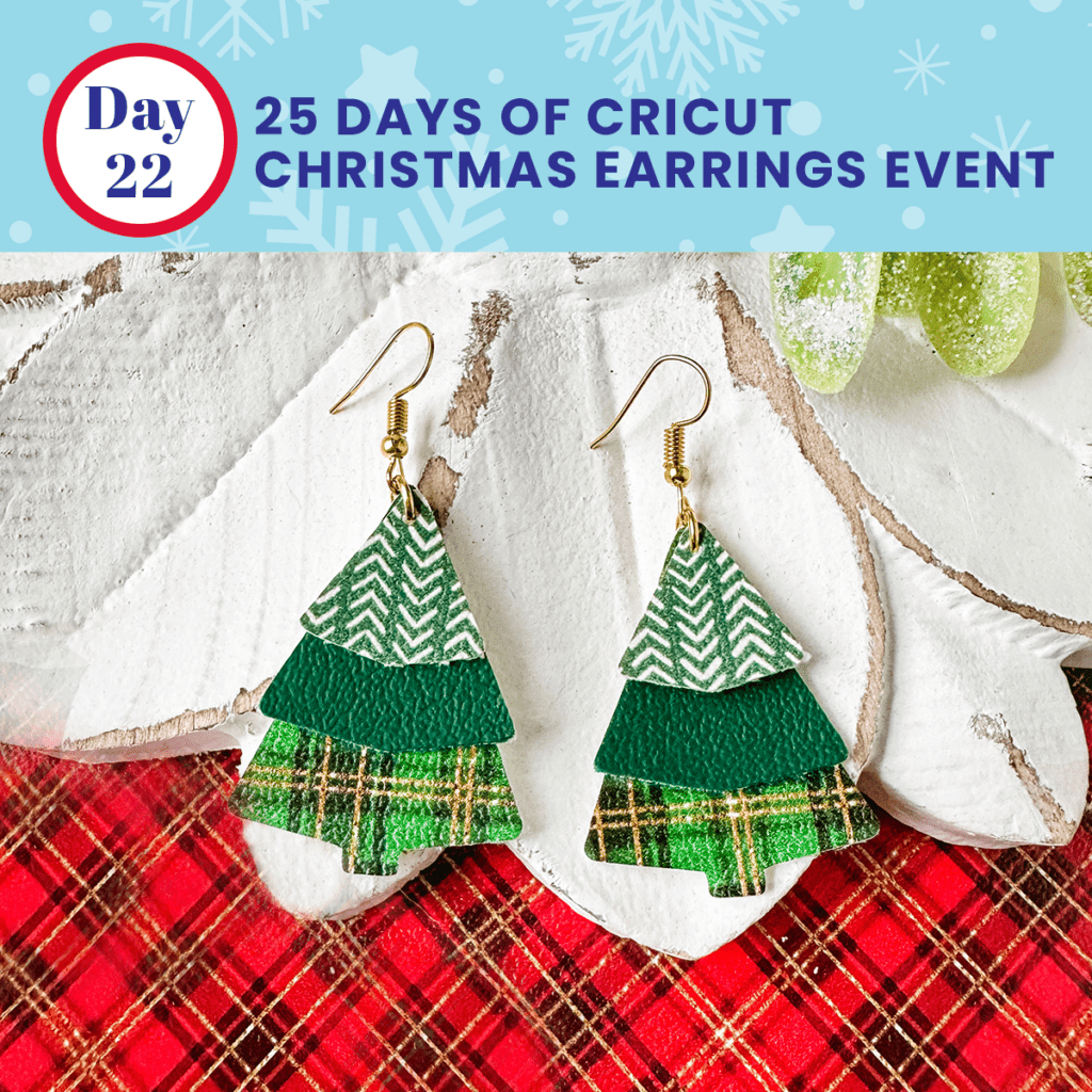 Faux Leather Layered Christmas Tree Earrings made with a Cricut