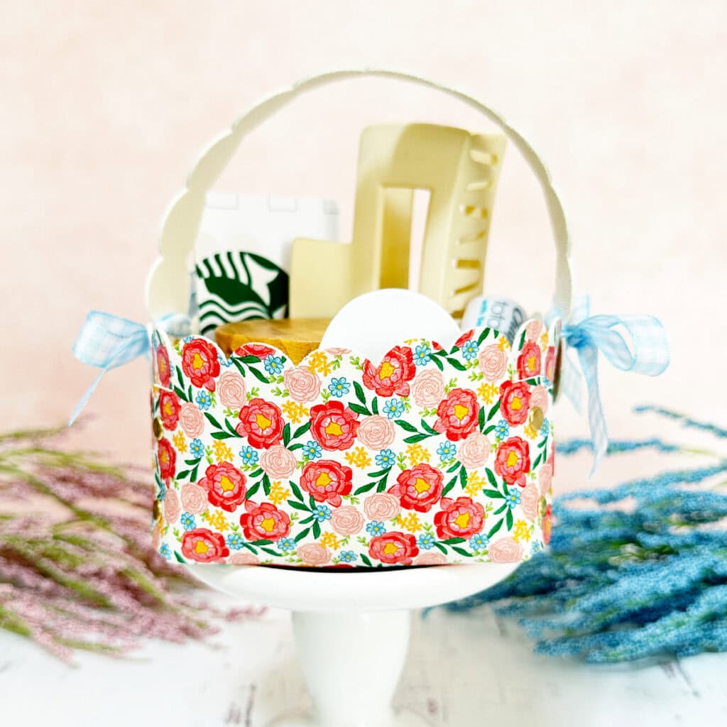 Faux Leather Mini Basket made with a Cricut