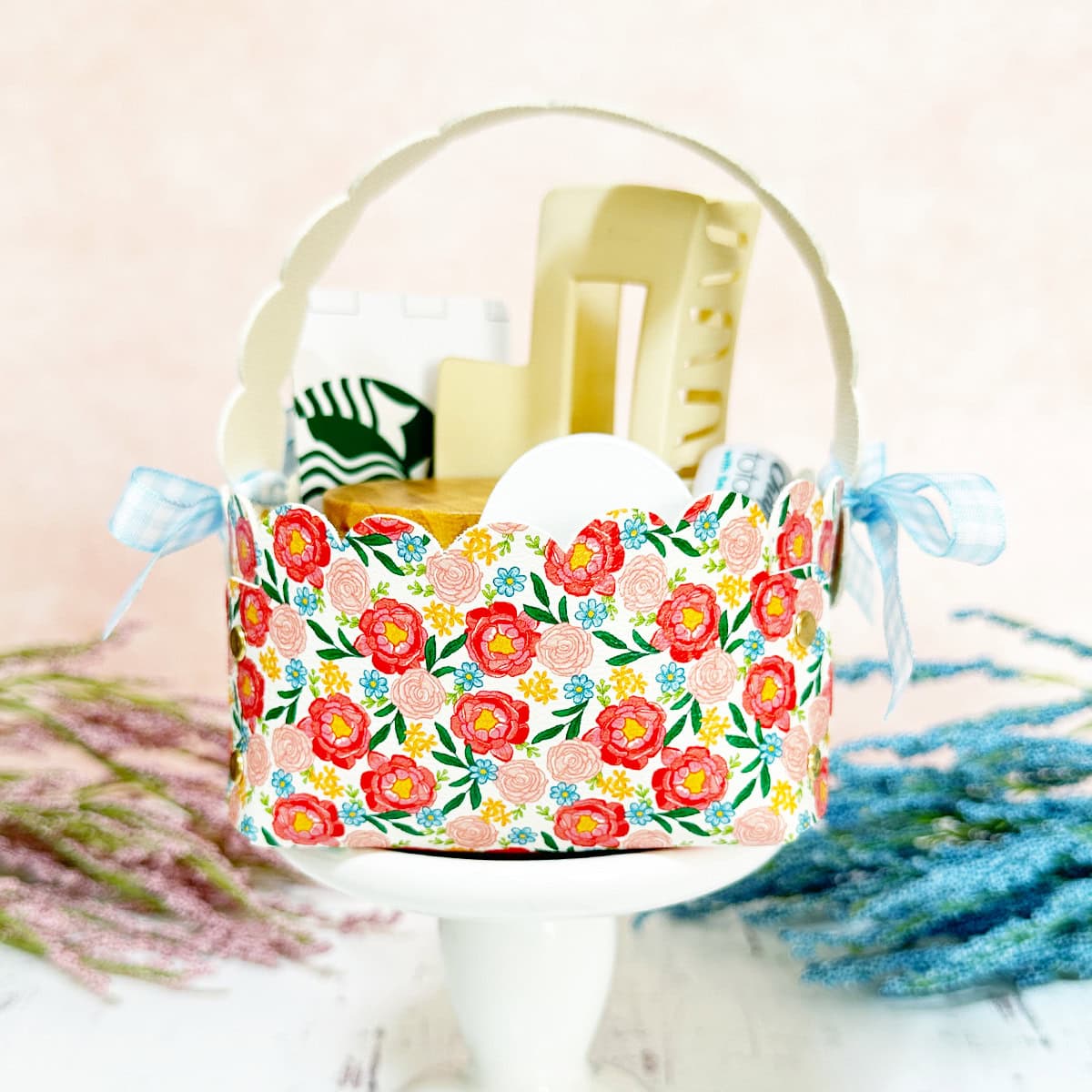 Faux Leather Mini Basket made with a Cricut