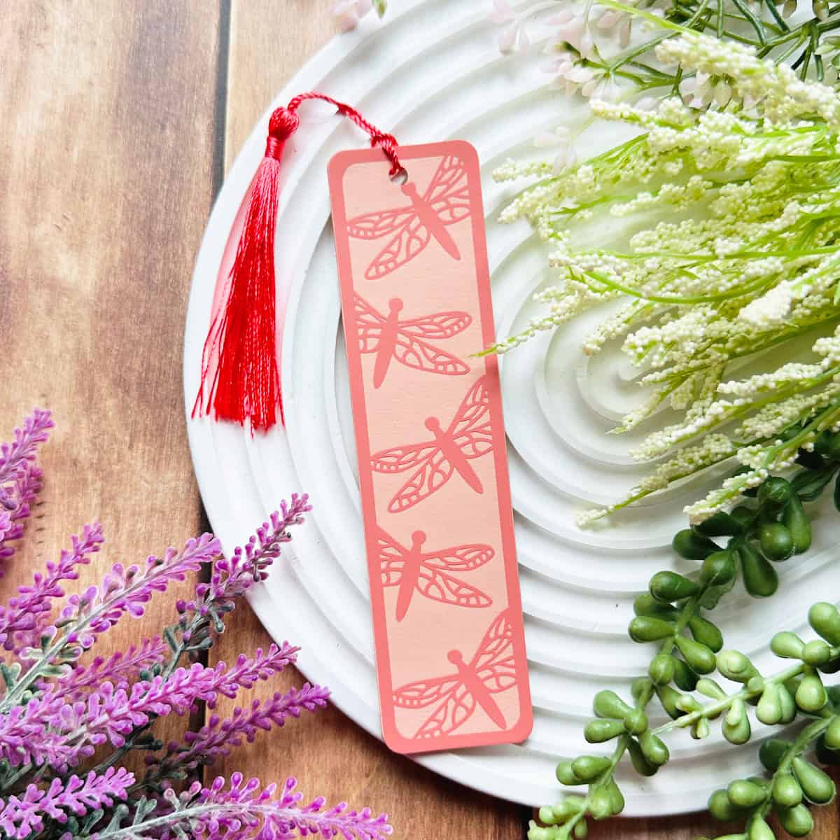 Faux Leather Dragonfly Bookmark made with a Cricut