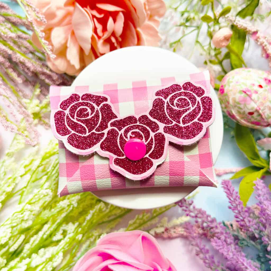 DIY Cricut Faux Leather Rose Card Wallet