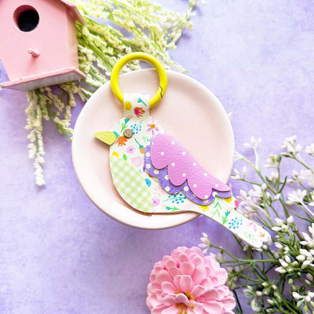 Faux Leather Bird Charm made with a Cricut
