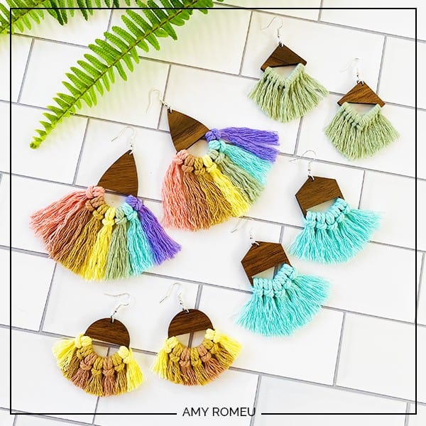 Macrame Earrings for Beginners in assorted colors