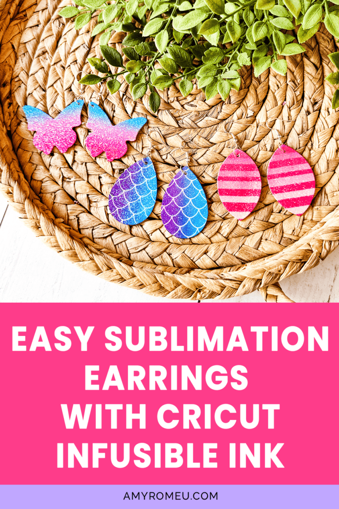 sublimation earrings made without a sublimation printer using Cricut Infusible Ink.