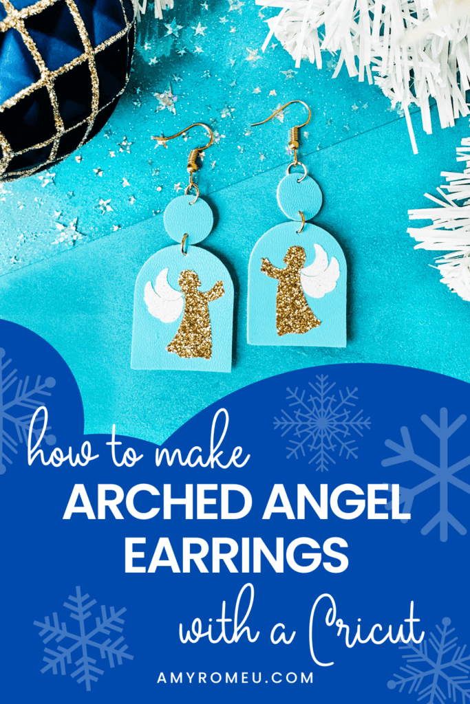 Faux Leather Arched Angel Earrings with a Cricut