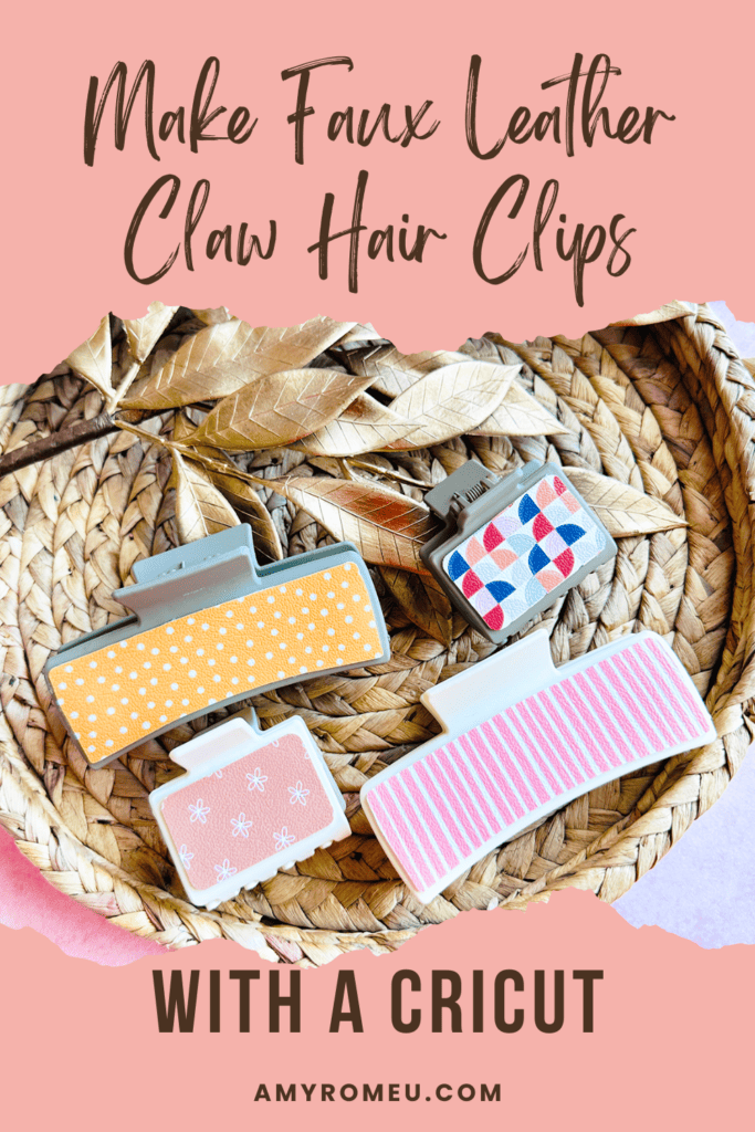 Faux Leather Claw Hair Clips made with a Cricut