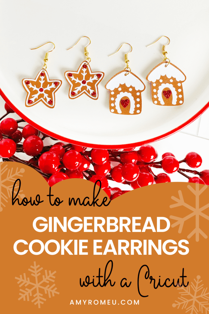 Faux Leather Gingerbread Cookie Earrings made with a Cricut