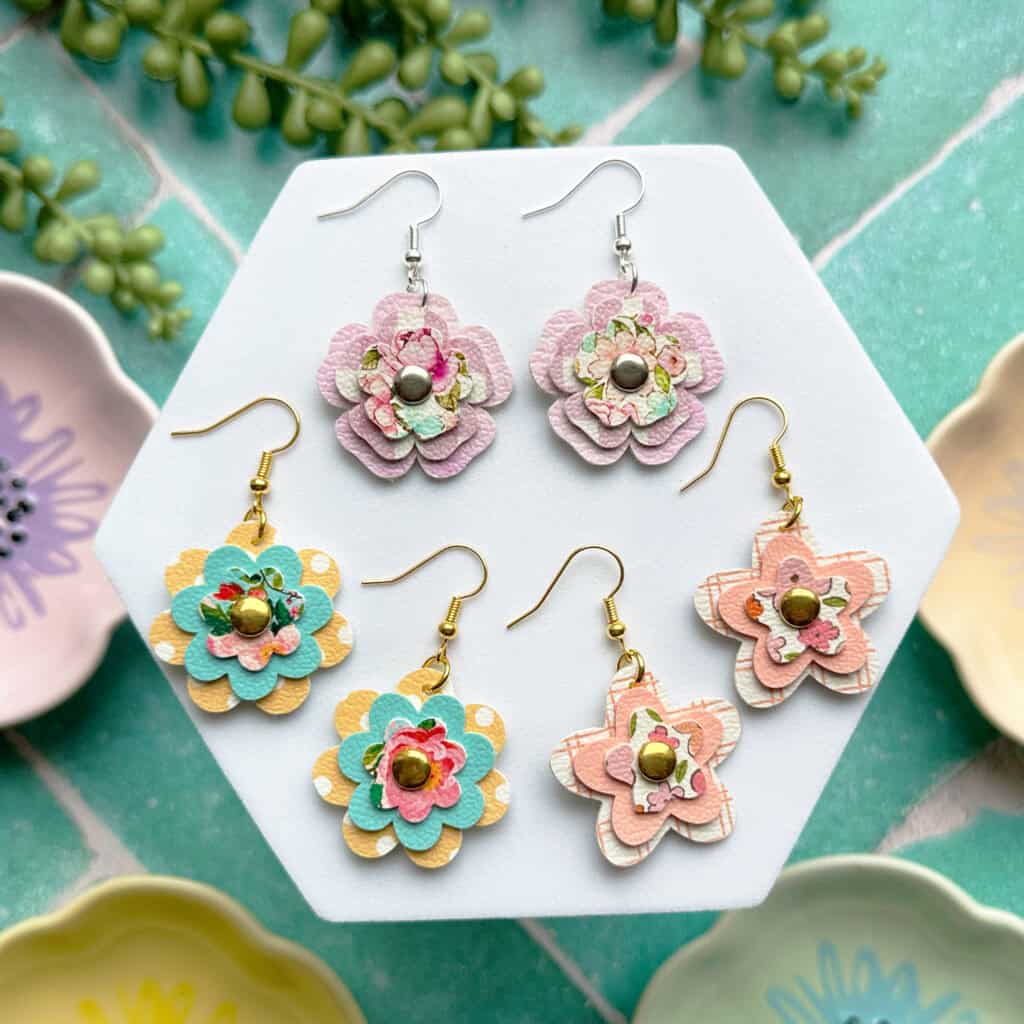 Faux Leather Flower Earrings with a Cricut