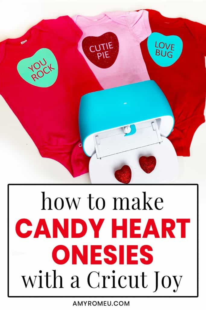 Cricut Joy and Candy Heart Onesies for Valentine's Day