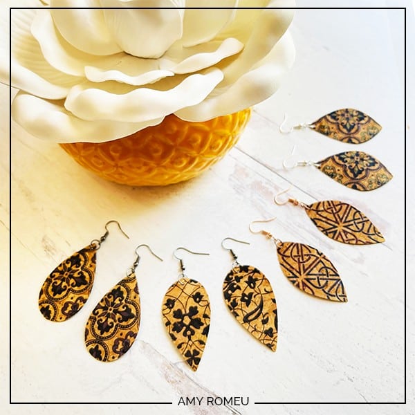 Cricut cork earrings