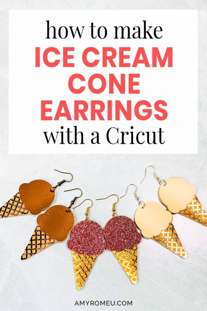 3 pair of ice cream cone faux leather earrings