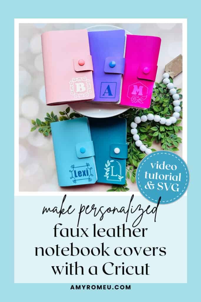 personalized faux leather notebook covers made with a Cricut
